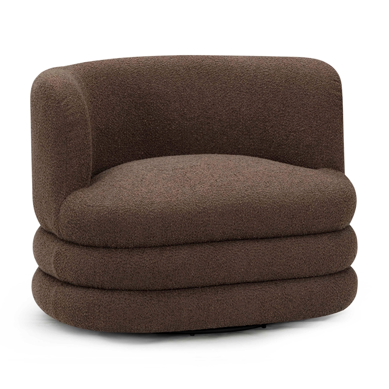 Astor Brown Boucle Swivel Hotel Lounge Chair