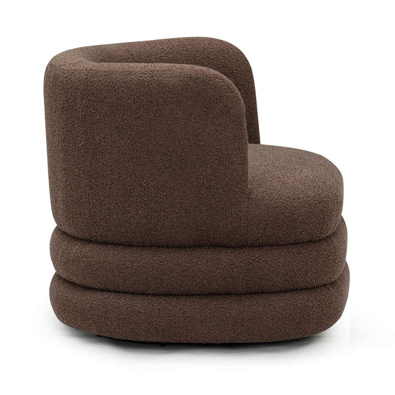 Astor Brown Boucle Swivel Hotel Lounge Chair