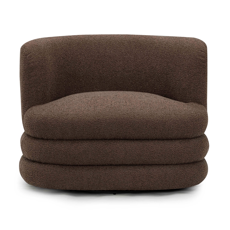 Astor Brown Boucle Swivel Hotel Lounge Chair