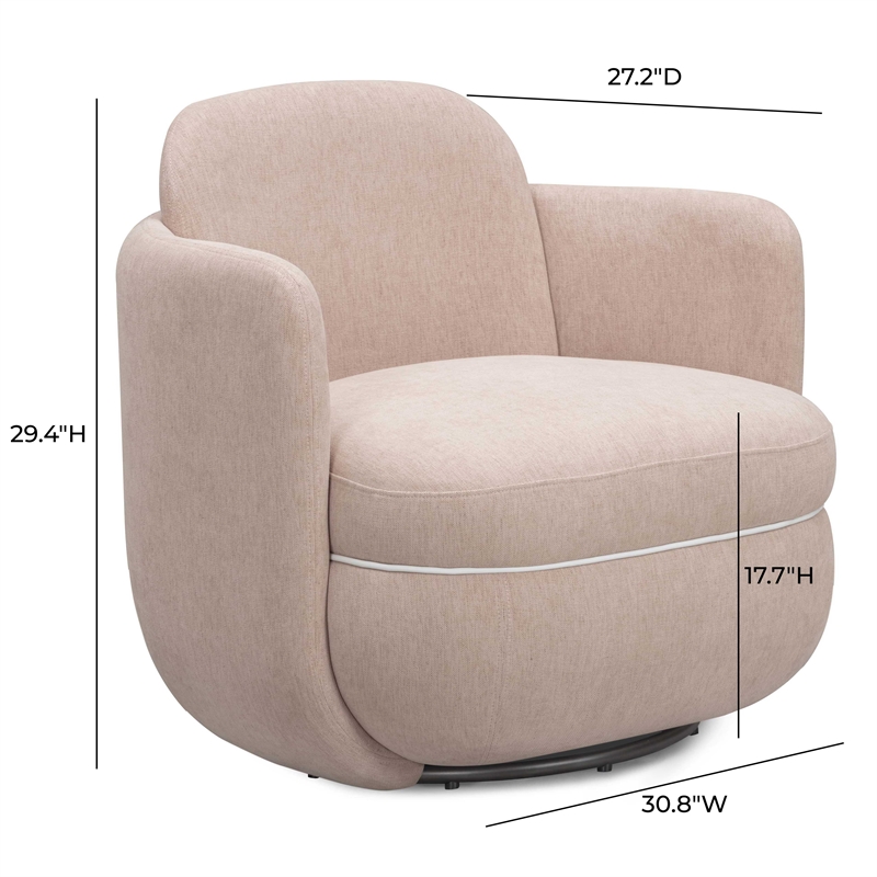 Wolfie Light Pink Chenille Swivel Chair
