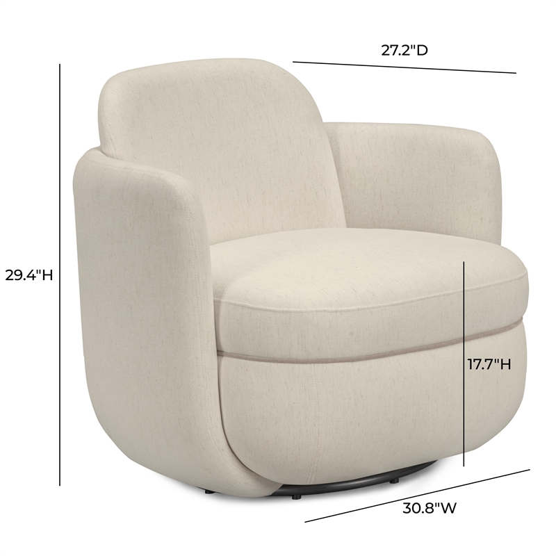 Wolfie Cream Chenille Swivel Chair