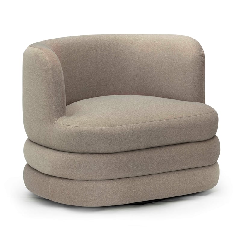 Astor Taupe Faux Mohair Swivel Hotel Lounge Chair