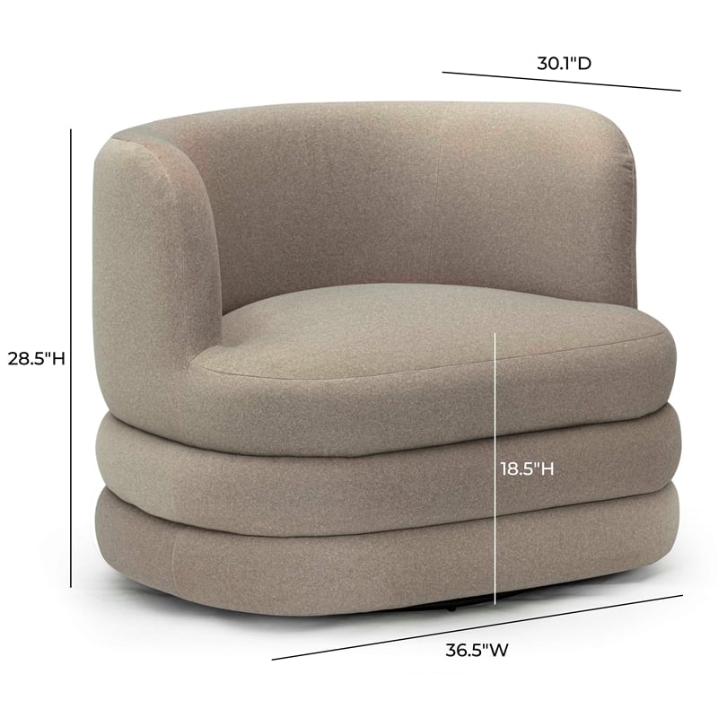 Astor Taupe Faux Mohair Swivel Hotel Lounge Chair