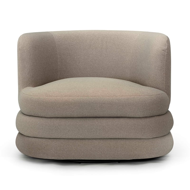 Astor Taupe Faux Mohair Swivel Hotel Lounge Chair