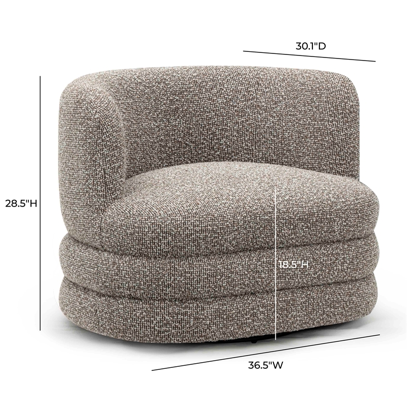 Astor Heathered Grey Boucle Swivel Hotel Lounge Chair