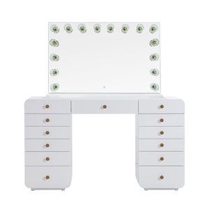 Hollywood White Desk with Jumbo Vanity Mirror