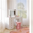 Hollywood White Desk with LED Panel Vanity Mirror