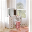 Hollywood White Desk with Jumbo LED Panel Vanity Mirror