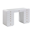 Hollywood White Desk with Jumbo LED Panel Vanity Mirror