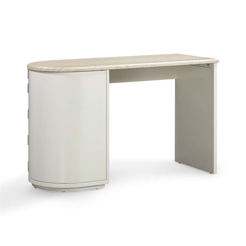 Marlene Cream Faux Travertine Desk