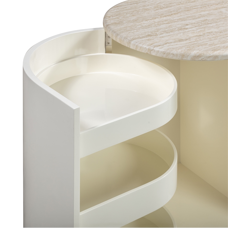 Marlene Cream Faux Travertine Desk