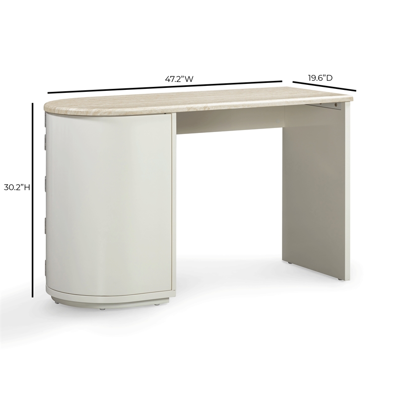 Marlene Cream Faux Travertine Desk