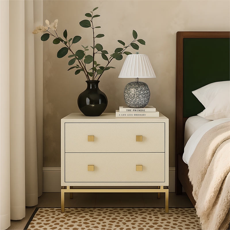 Pesce Cream Shagreen Nightstand