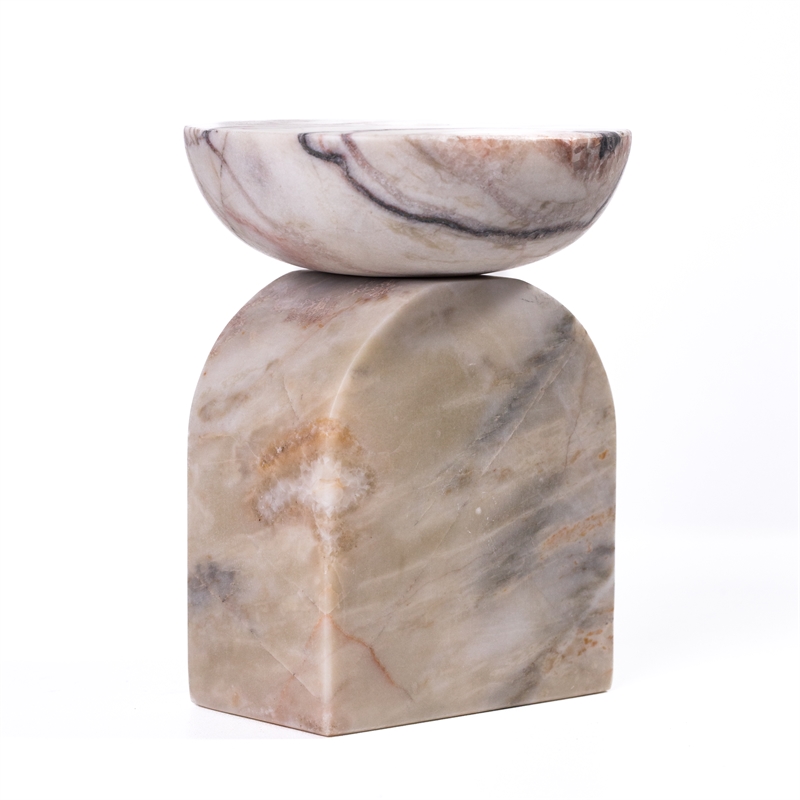 Marble White Brown Foundation Candle Holder