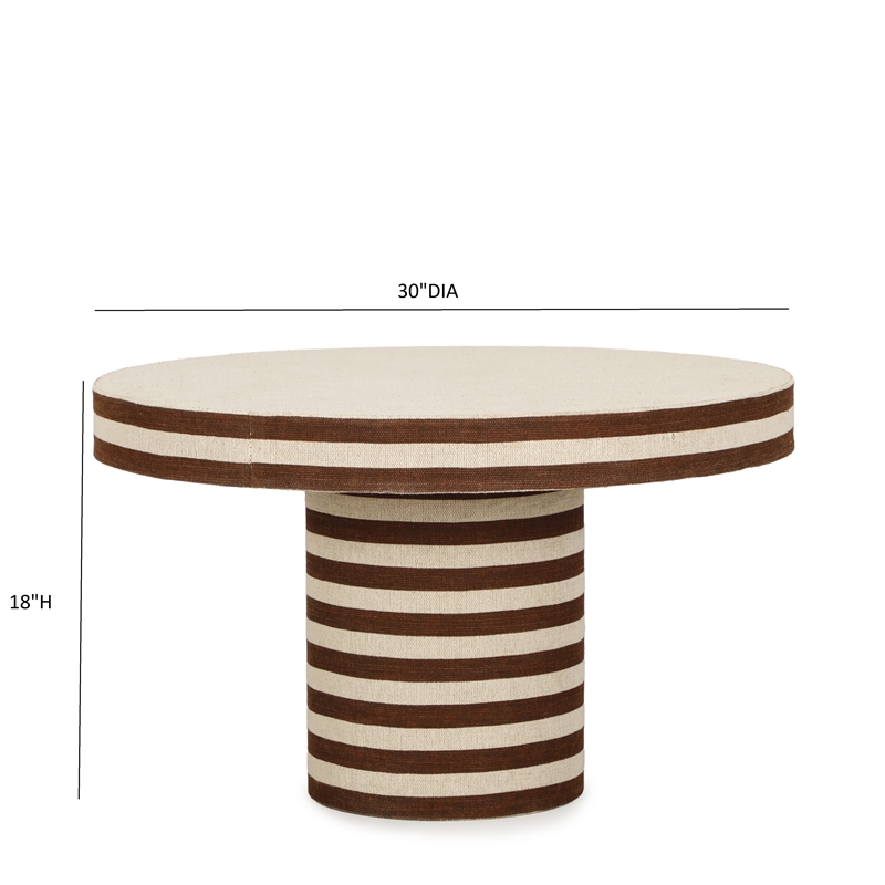 Lyra Natural Striped Cotton Jute Contract-Grade Coffee Table