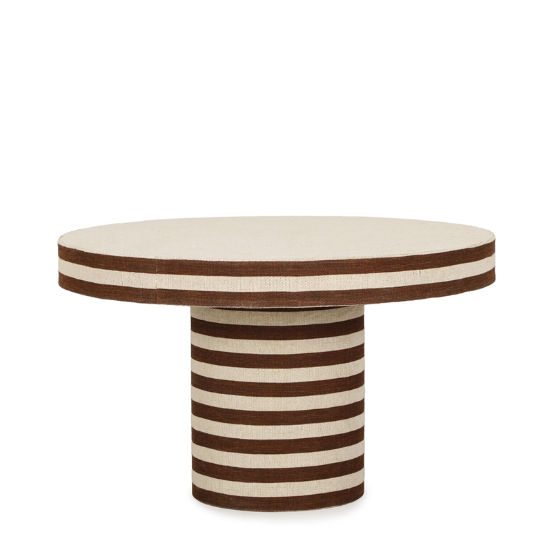 Lyra Natural Striped Cotton Jute Contract-Grade Coffee Table