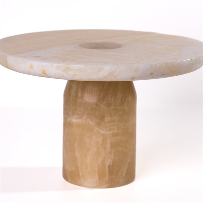 Yellow Onyx Marble Cake Stand