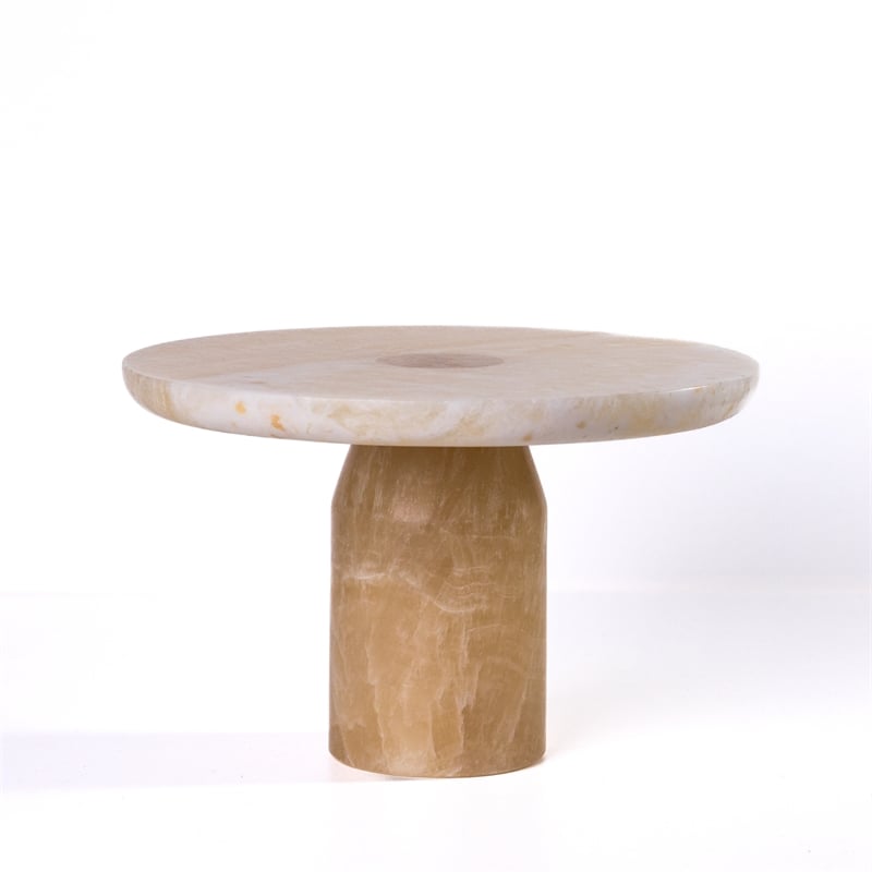 Yellow Onyx Marble Cake Stand
