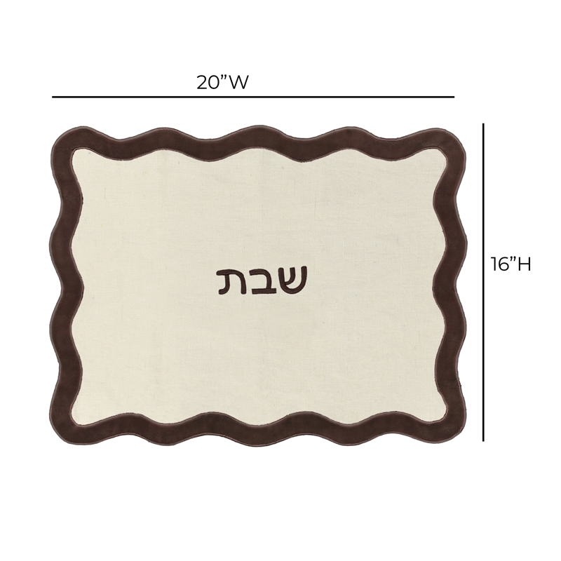 Chocolate on Cream Organic Cotton / Linen Wavy Challah Cover
