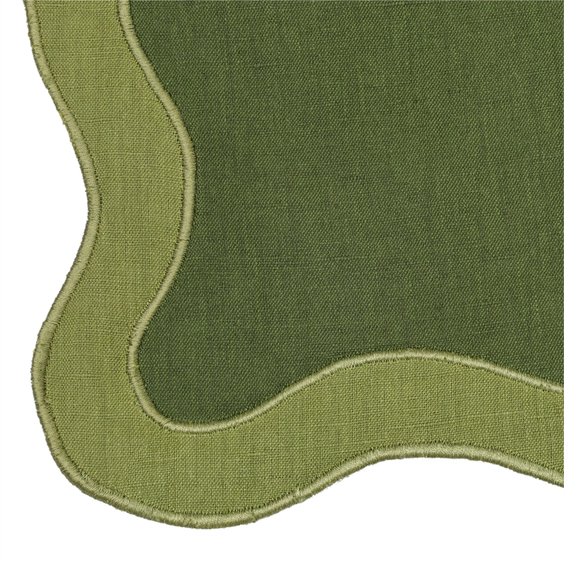 Olive on Green Organic Cotton / Linen Wavy Challah Cover