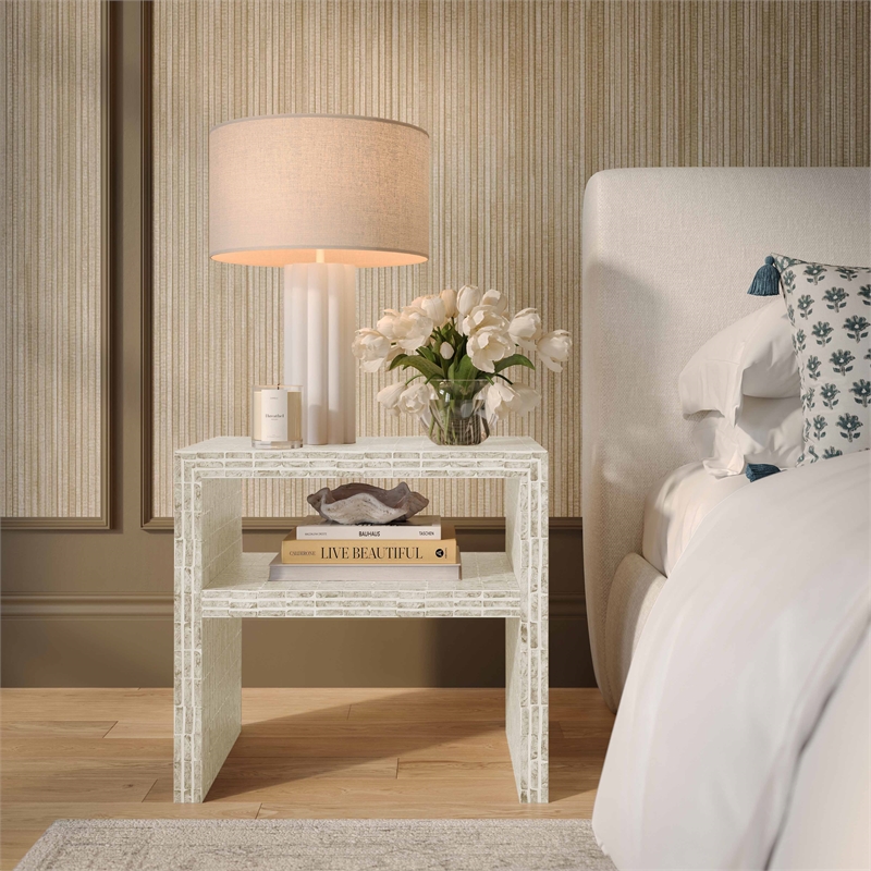 Derry Cream Capiz Shell Nightstand