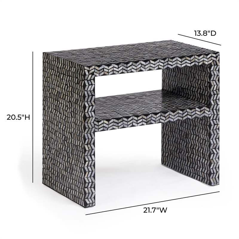 Derry Black Mother of Pearl Nightstand