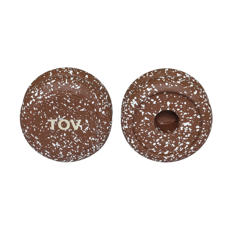 Gabby Stacking Candle Holder in Speckled Rust - Set of 2