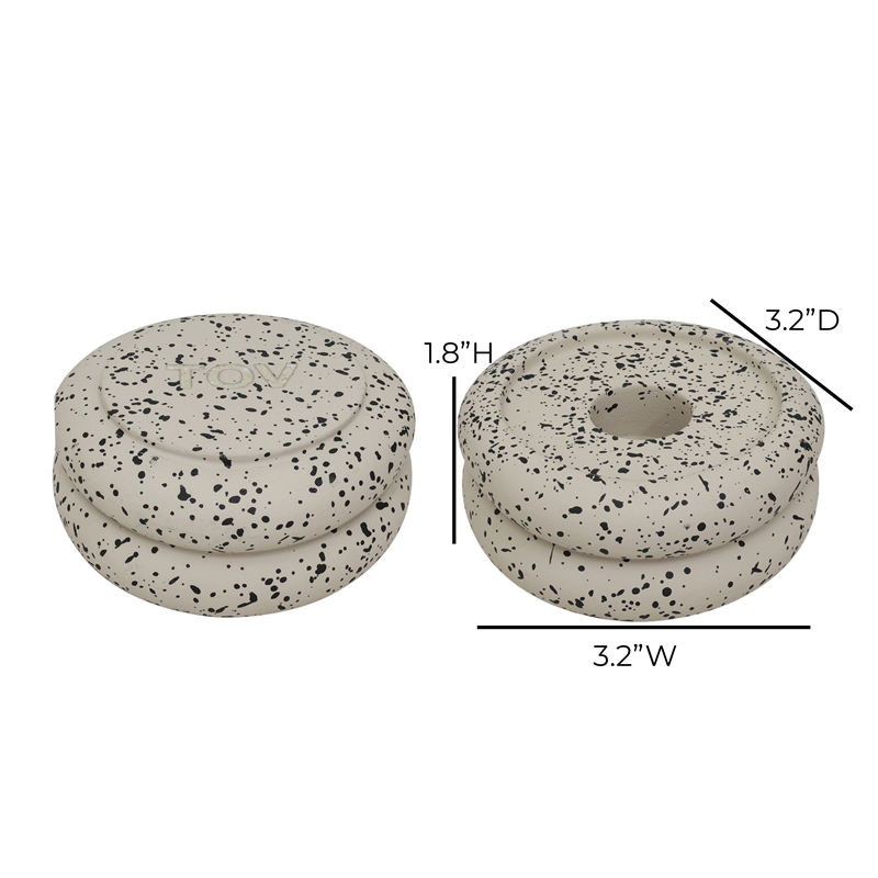 Gabby Stacking Candle Holder in Speckled Cream - Set of 2