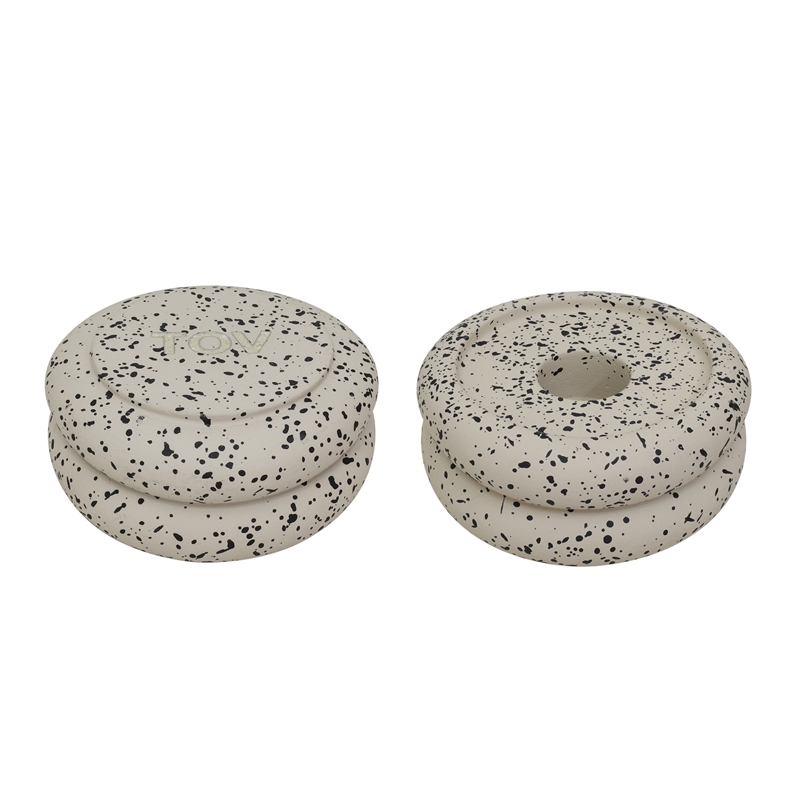 Gabby Stacking Candle Holder in Speckled Cream - Set of 2