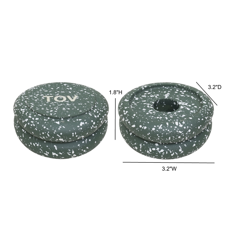 Gabby Stacking Candle Holder in Speckled Green - Set of 2