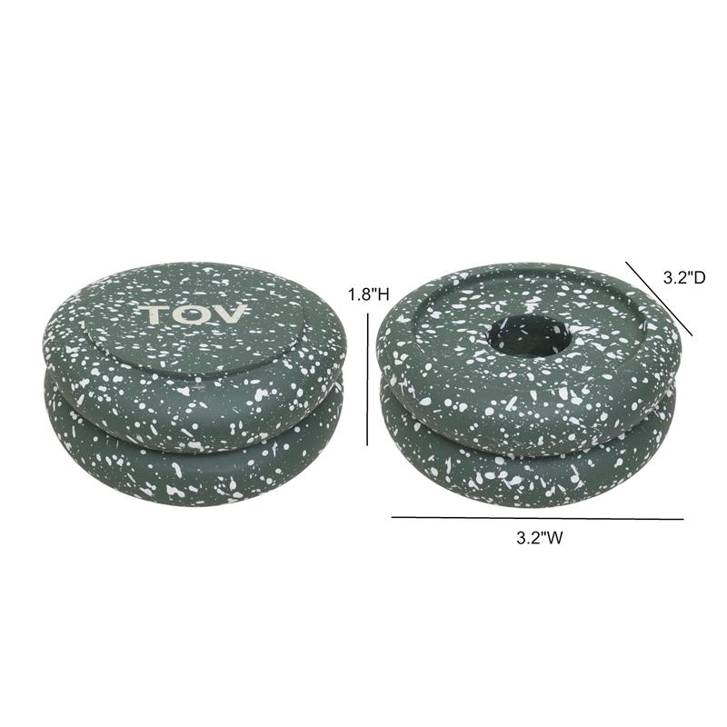 Gabby Stacking Candle Holder in Speckled Green - Set of 2