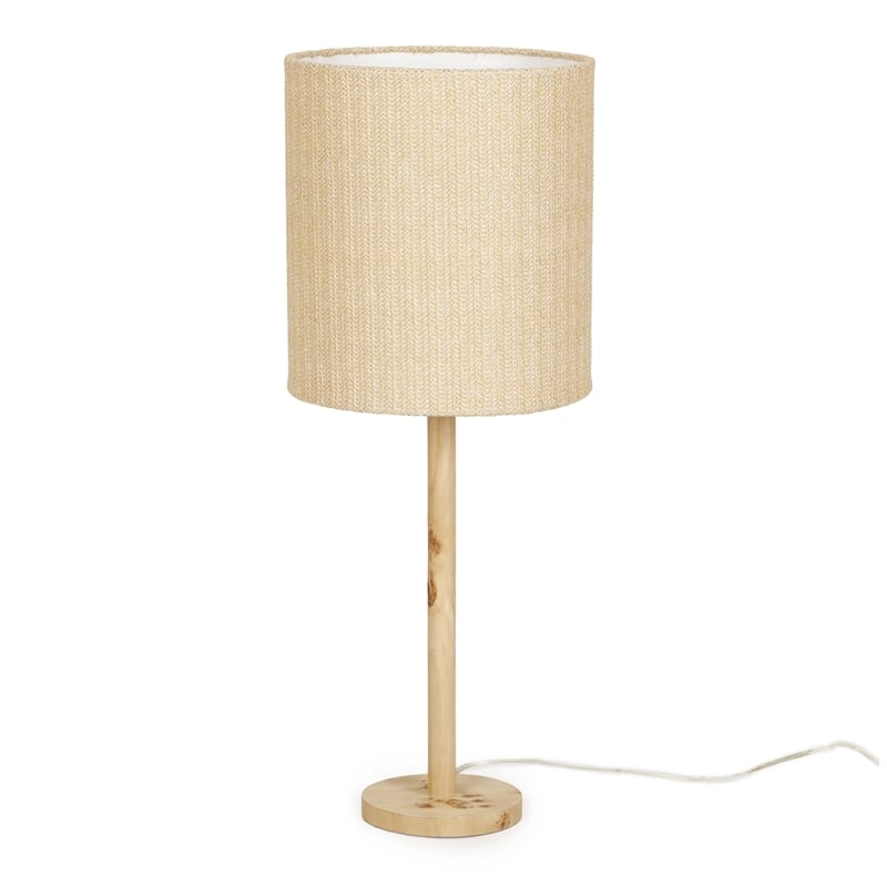 Lamia Natural Burl and Raffia Designer Table Lamp