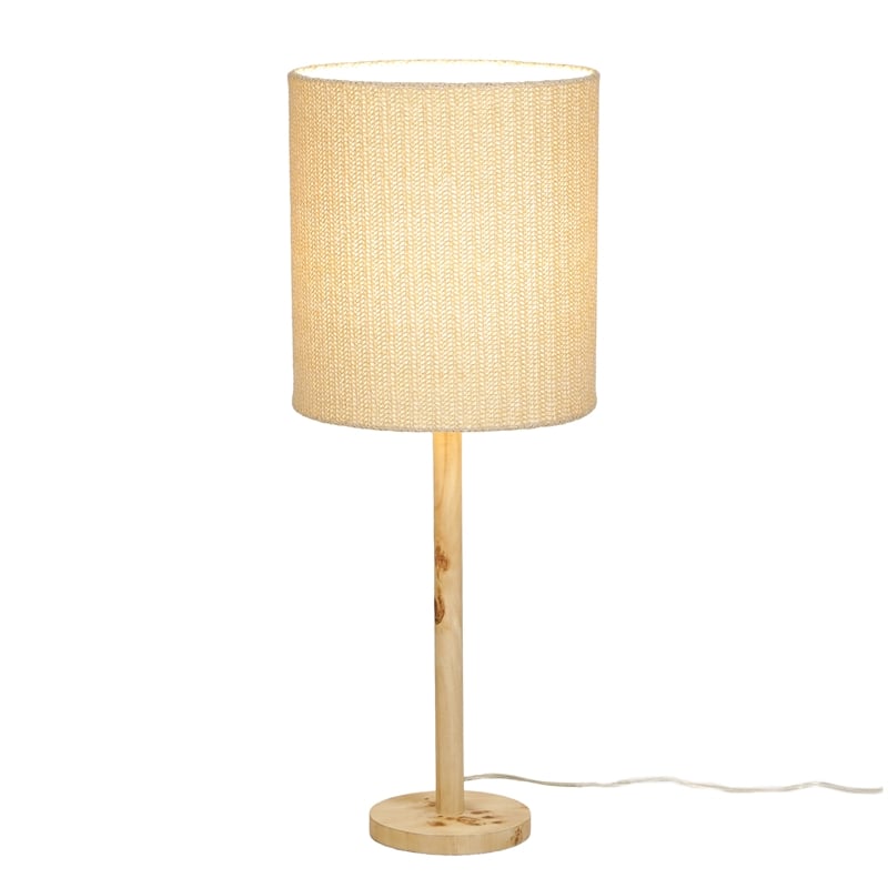 Lamia Natural Burl and Raffia Designer Table Lamp