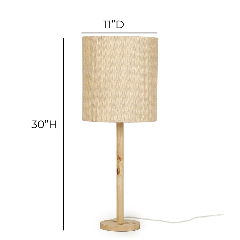 Lamia Natural Burl and Raffia Designer Table Lamp
