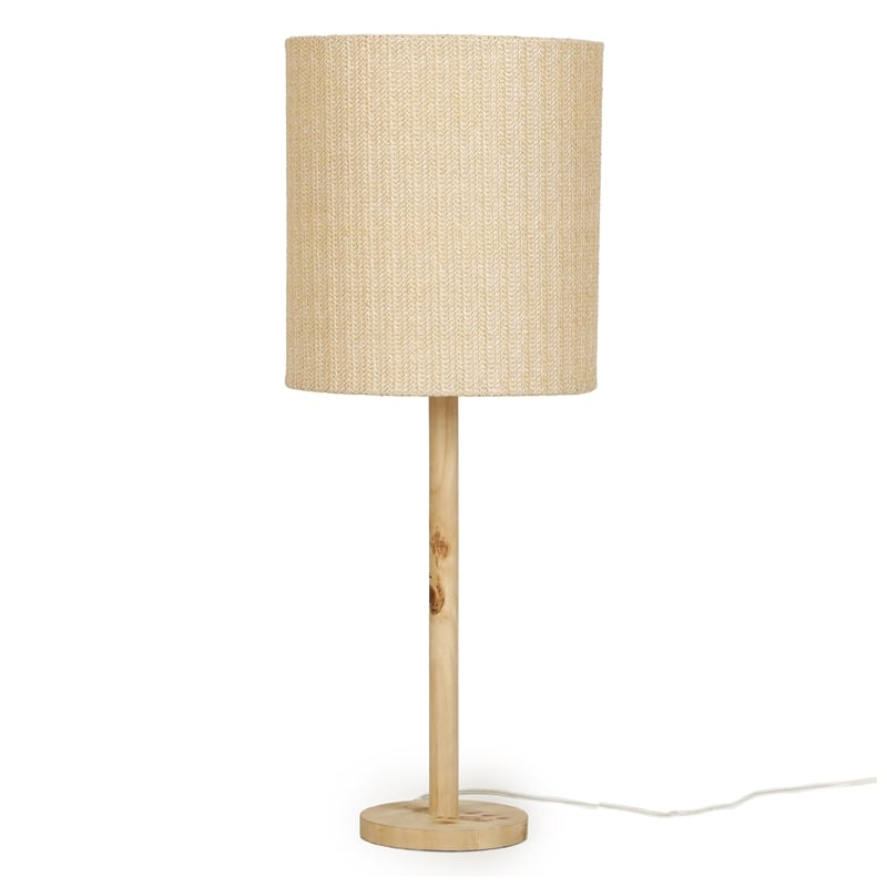 Lamia Natural Burl and Raffia Designer Table Lamp