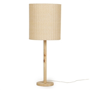 Lamia Natural Burl and Raffia Designer Table Lamp