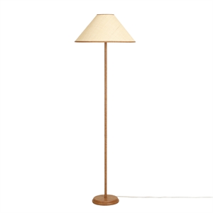 Keria Natural Vegan Leather and Raffia Designer Floor Lamp