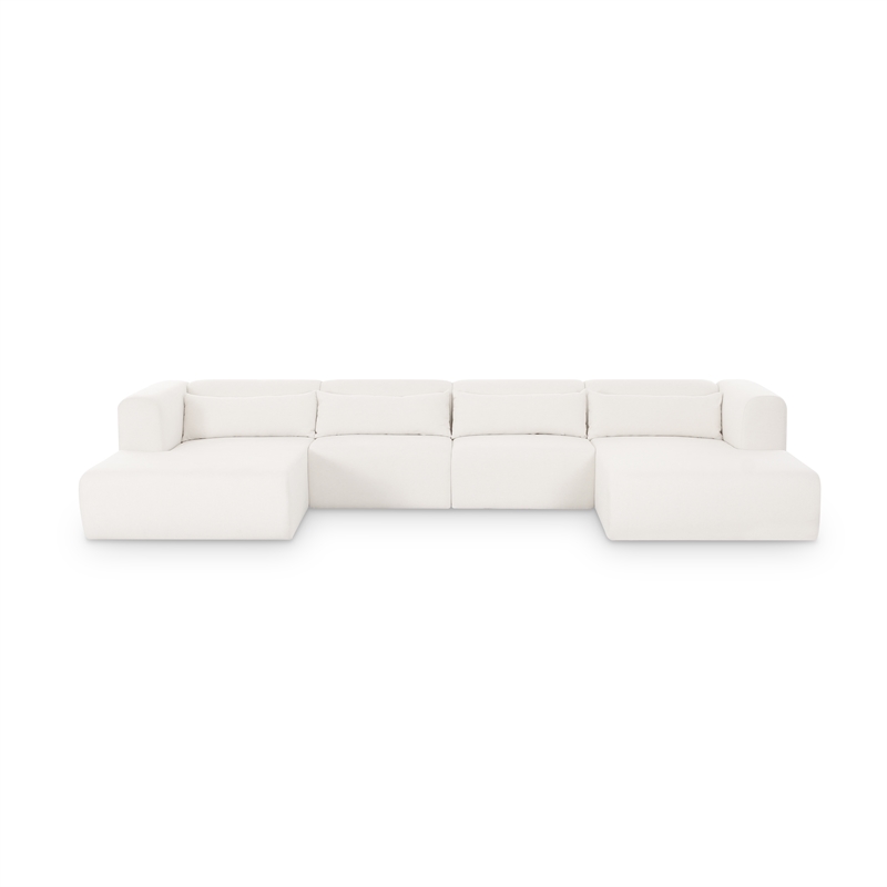 Tarra 4-Pc Cream Chenille Modular U-Sectional