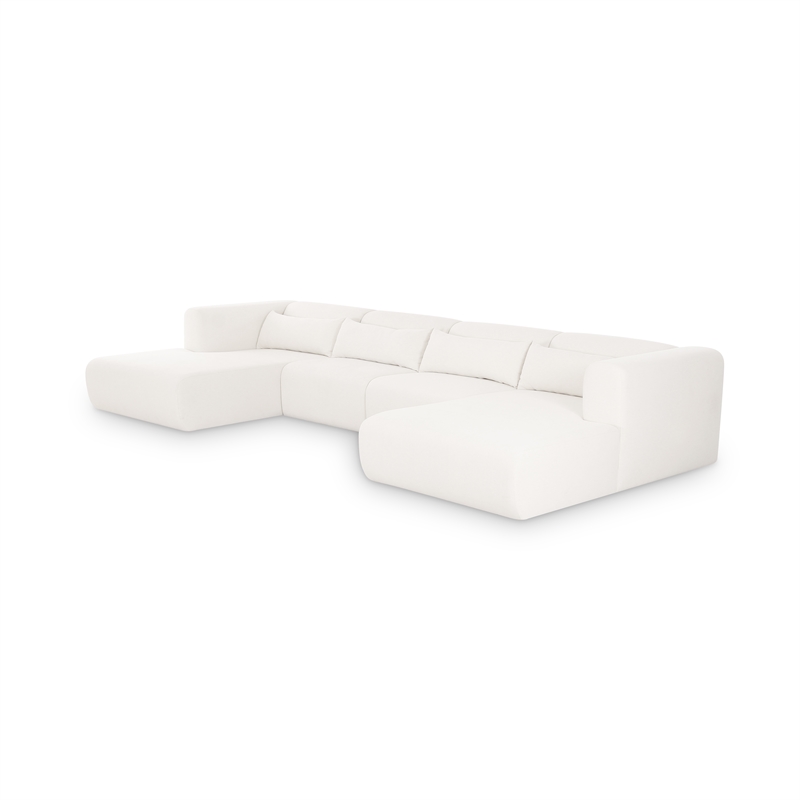 Tarra 4-Pc Cream Chenille Modular U-Sectional