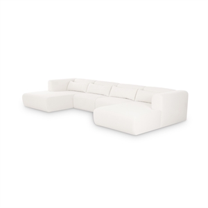 Tarra 4-Pc Cream Chenille Modular U-Sectional