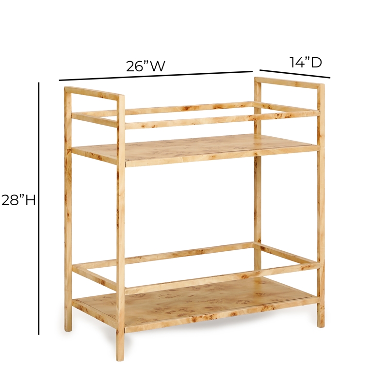 Destin Natural Burl Designer Bar Cart