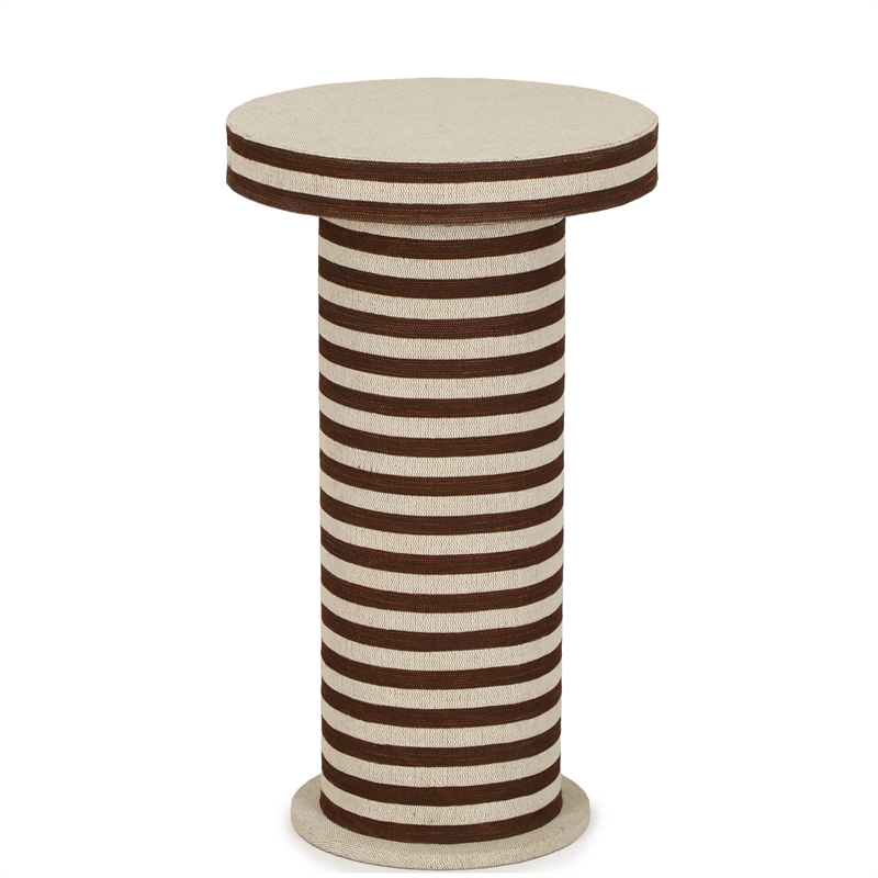Lyra Natural Striped Cotton Jute Contract-Grade Side Table