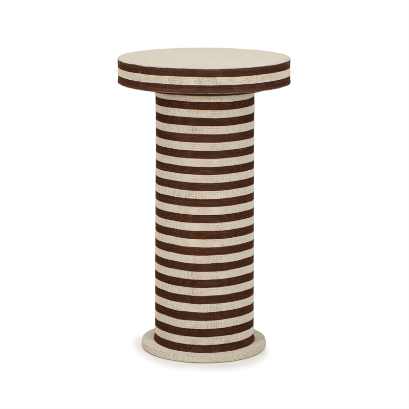 Lyra Natural Striped Cotton Jute Contract-Grade Side Table