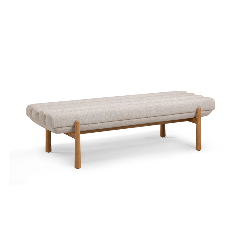 Julianna Cream Textured Fabric Bench