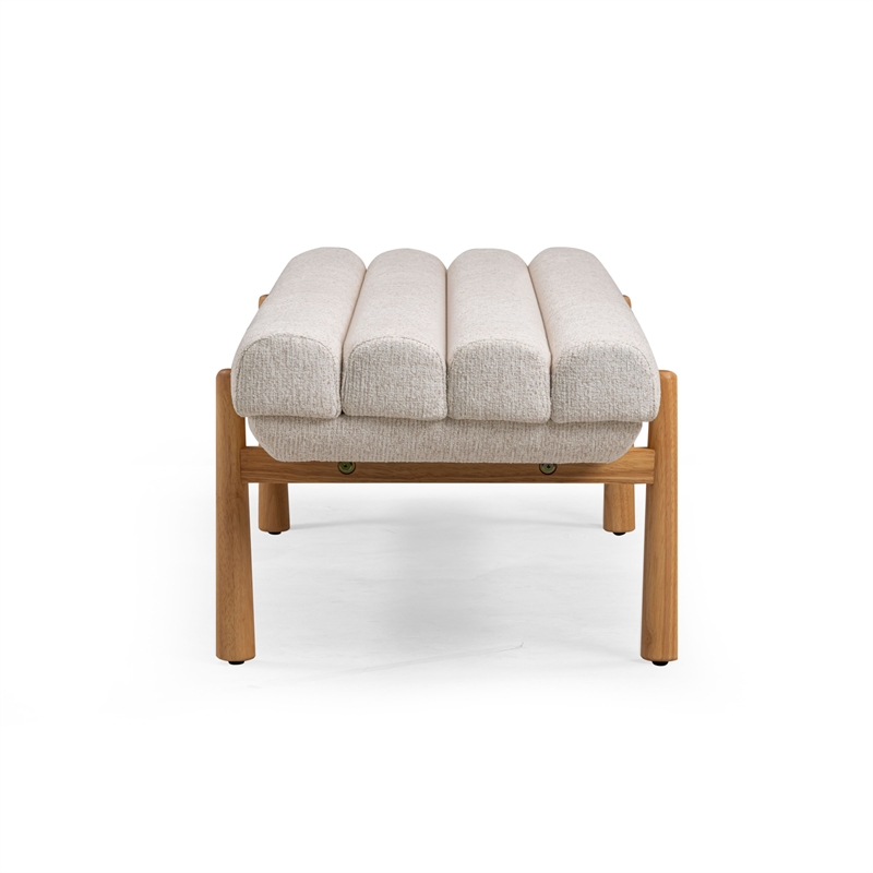 Julianna Cream Textured Fabric Bench