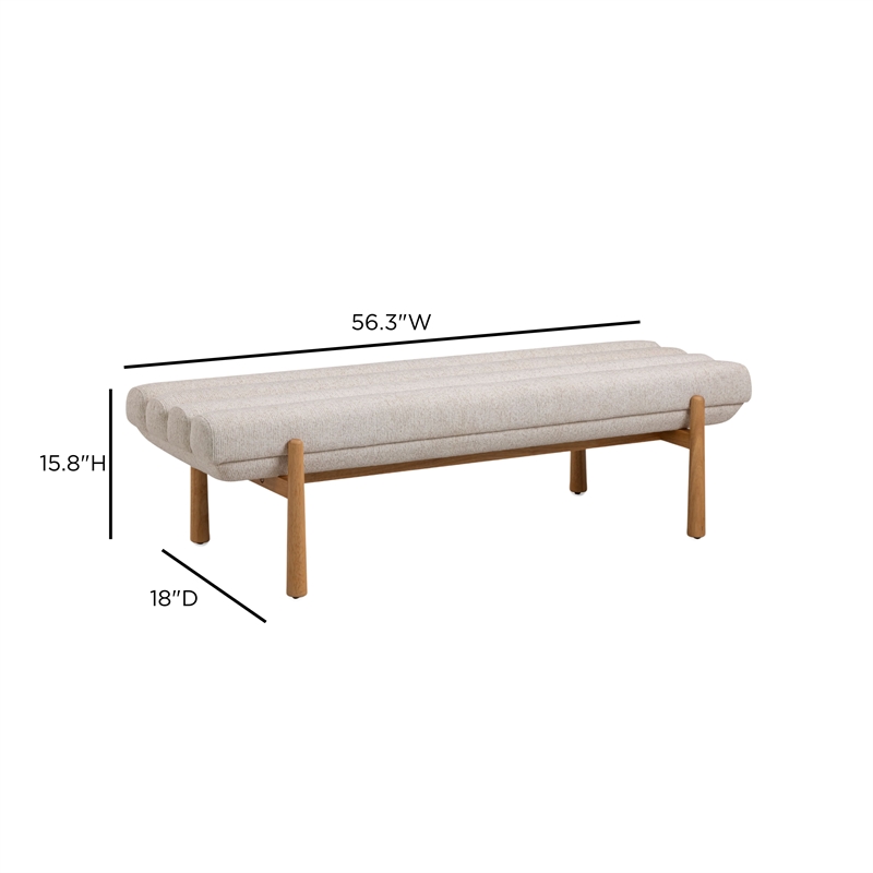 Julianna Cream Textured Fabric Bench