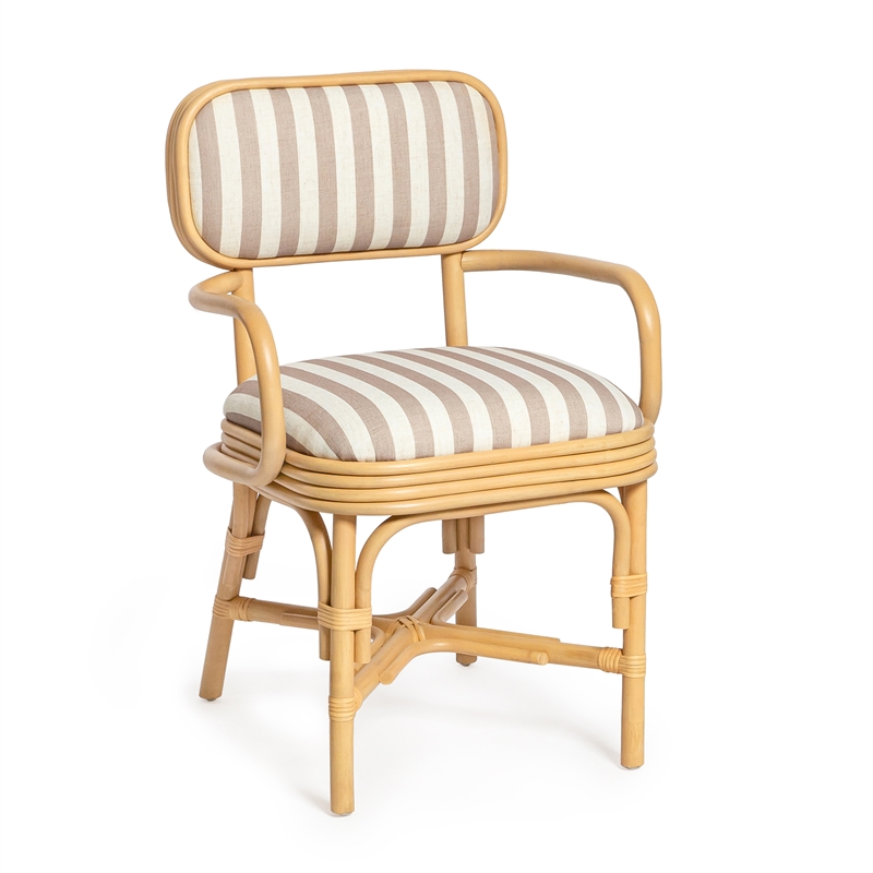 Dorine Khaki Striped Arm Chair
