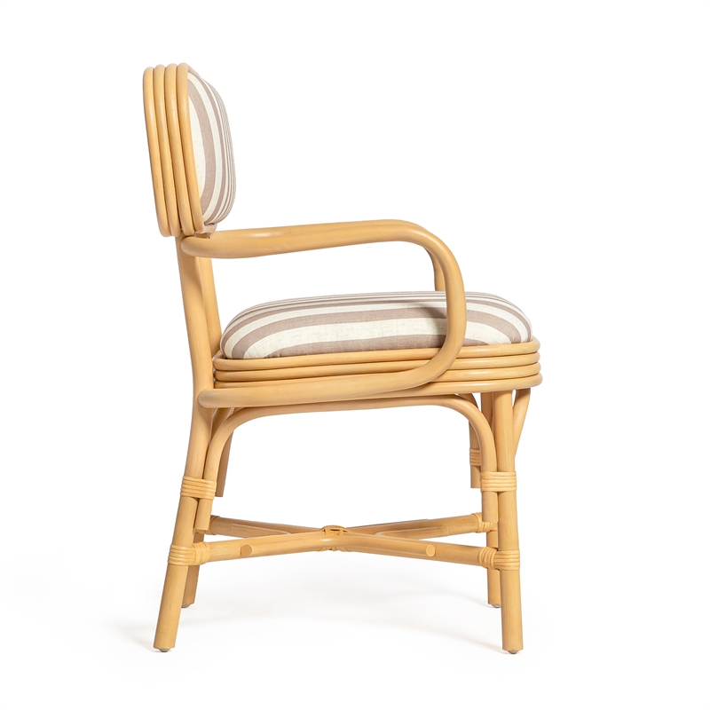 Dorine Khaki Striped Arm Chair
