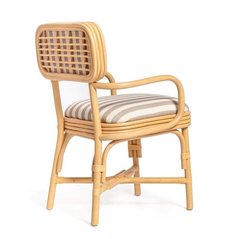 Dorine Khaki Striped Arm Chair