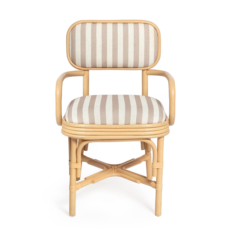 Dorine Khaki Striped Arm Chair